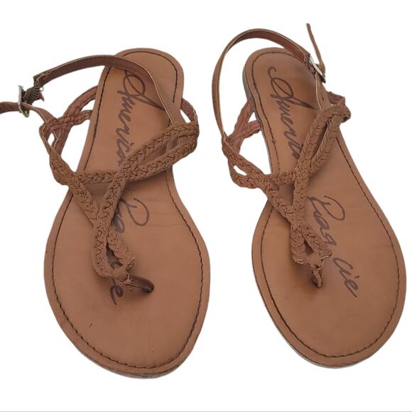 American Rag | Braided Vegan Leather Thong Ankle Strap Sandals - Picture 1 of 7
